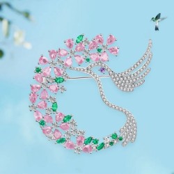 Monemel  Blue Swarovski  Brooch / Necklace with Long Chain